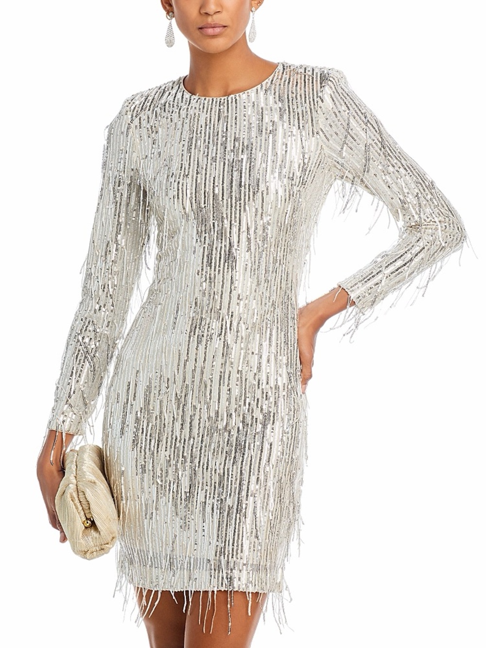 ELIZA J Sequin Fringe Cocktail Dress